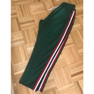 Unisex Emerald Green Track Pants Joggers Striped